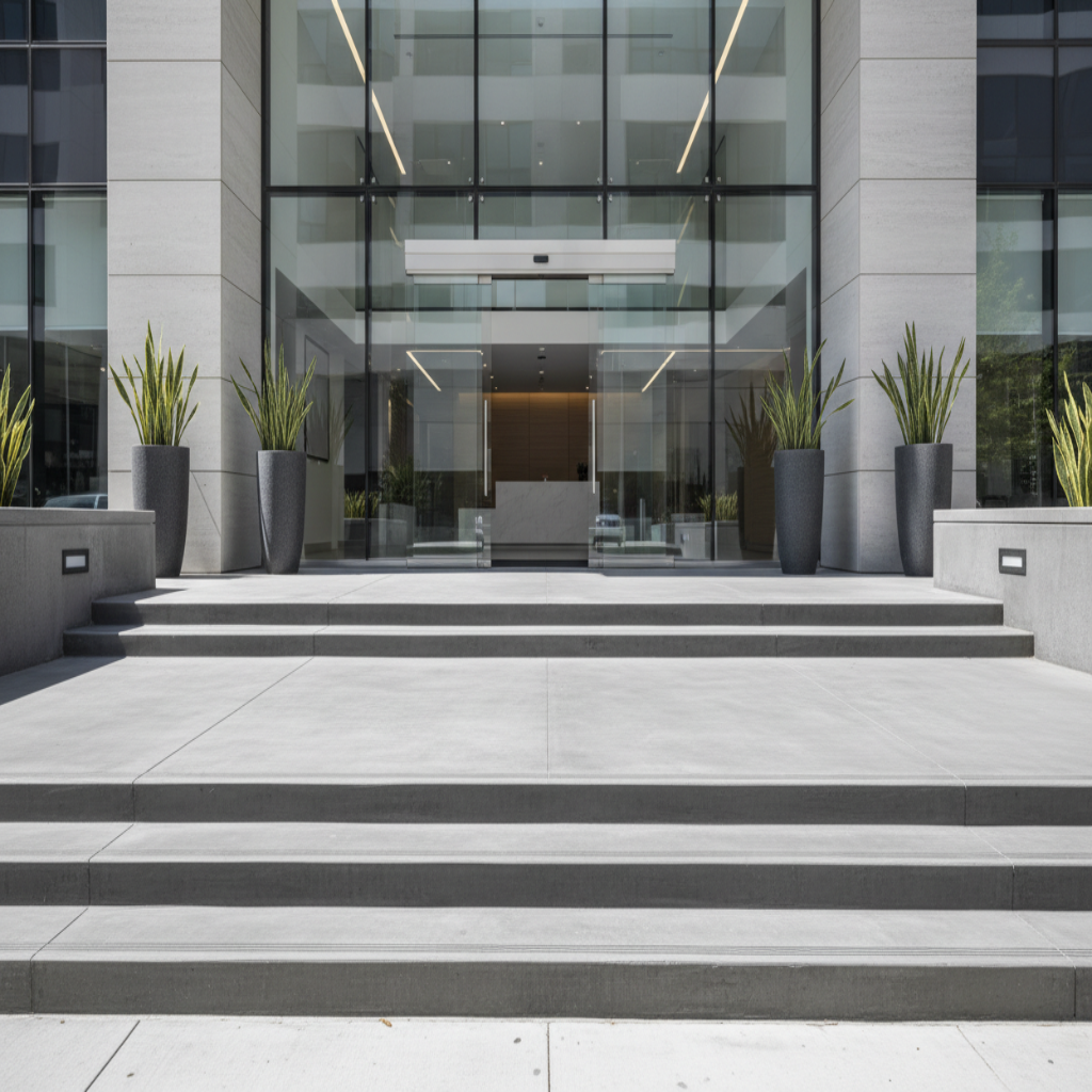 exterior-commercial-concrete-entryway sealed with penetrating sealer