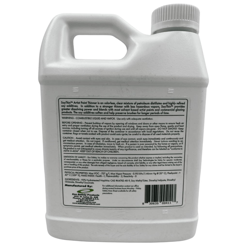 SoyThin Artist & Glazing Odorless Paint Thinner, 32 Ounces - Eco Safety Products