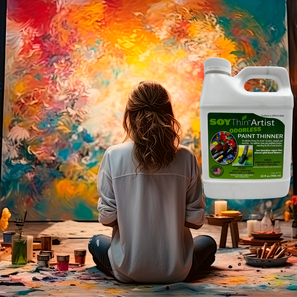 SoyThin Artist & Glazing Odorless Paint Thinner, 32 Ounces - Eco Safety Products